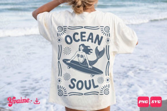 Download Retro Ocean Soul Mermaid Surf SVG PNG - Ocean Collection