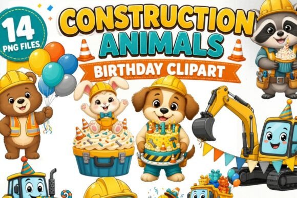 Download Construction Animals Birthday Clipart - Premium Resources