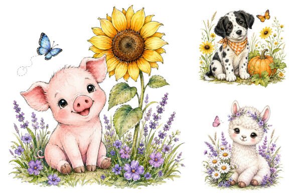 Download Watercolor Farm Animal Clipart Bundle - Animal clipart Collection