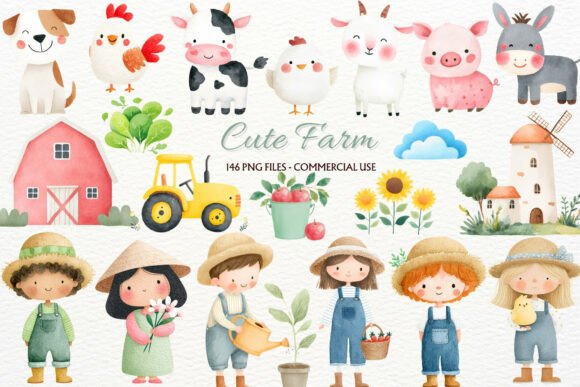 Download Rustic Farm Animals Nursery Clipart PNG - Farm animals Collection