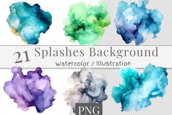 Download 21 Vibrant Watercolor Splashes 719-1 - Vibrant watercolor Collection