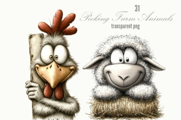Download Whismical Peeking Farm Animals PNG - Farm animals Collection
