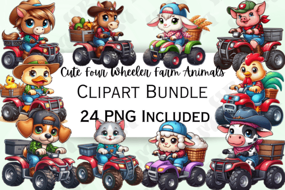 Download Farm Animals on Four Wheelers Clipart - Farm animals Collection