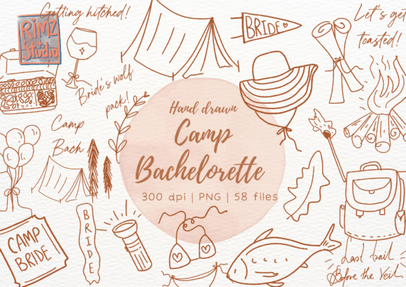 Download Hand Drawn Camp Bachelorette Doodle Set - Hand drawn Collection