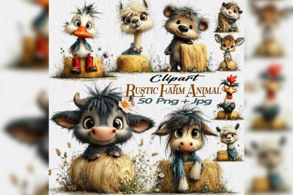 Download Rustic Farm Animal Clipart Bundle PNG - Animal clipart Collection