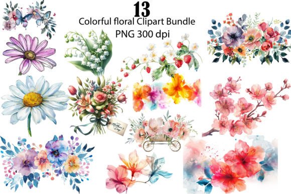 Download Vibrant Watercolor Floral Clipart Bundle - Vibrant watercolor Collection