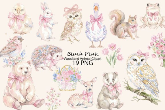 Download Blush Pink Woodland Animal Clipart - Animal clipart Collection