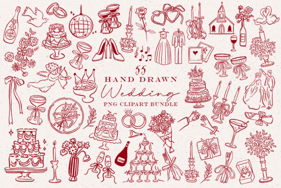 Download Hand Drawn Wedding PNG Clipart Bundle - Hand drawn Collection