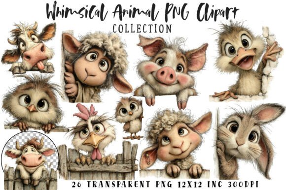 Download Quirky Peeking Farm Animals Clipart PNG - Farm animals Collection