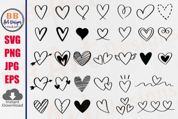 Download Heart SVG Bundle Heart Doodle Hand Drawn - Hand drawn Collection