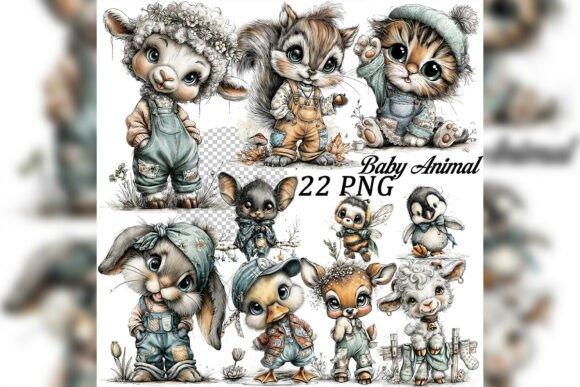 Download Whimsical Baby Animal Clipart Set - Animal clipart Collection