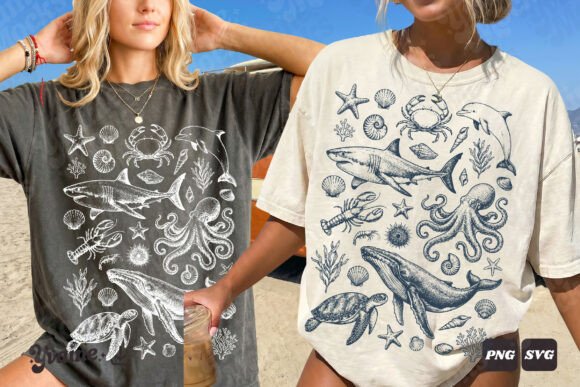 Download Summer Coastal Ocean Life Doodle SVG PNG - Ocean Collection