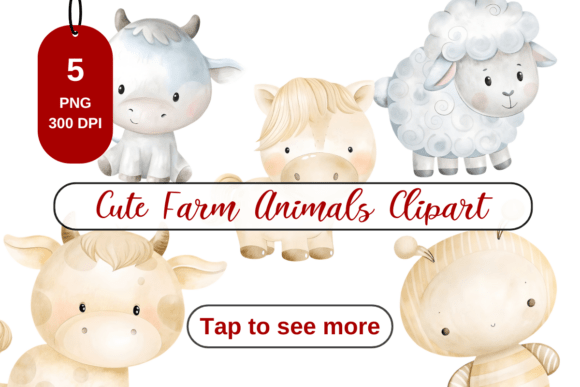 Download Cute Watercolor Farm Animals Clipart Set - Farm animals Collection