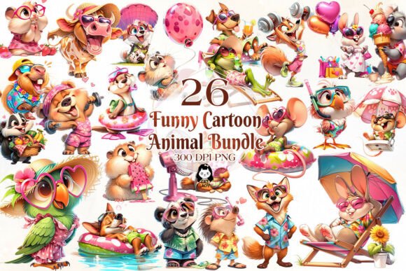 Download Funny Cartoon Summer Animal Clipart - Animal clipart Collection