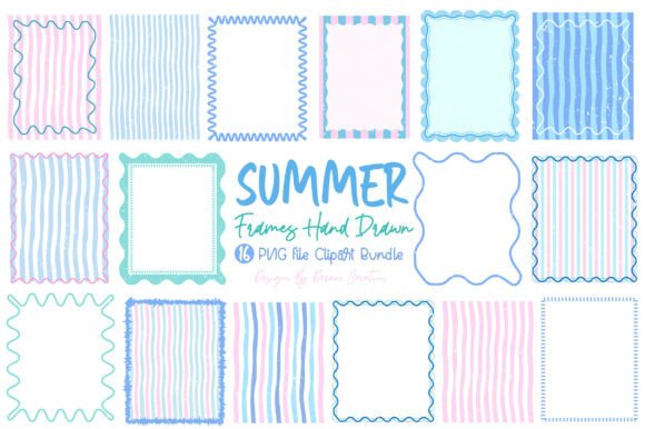 Download Summer Preppy Hand Drawn Frames Bundle - Hand drawn Collection