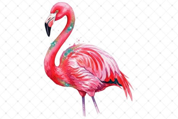 Download Vibrant Watercolor Flamingo with Glitter - Vibrant watercolor Collection