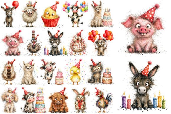 Download Whimsical Funny Animals Birthday Clipart - Premium Resources