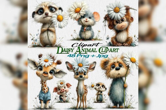 Download Whimsical Daisy Animal Clipart PNG Set - Animal clipart Collection