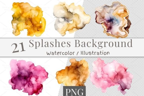 Download 21 Vibrant Watercolor Splashes 719-2 - Vibrant watercolor Collection