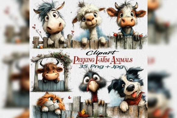Download Spring Festival Peeking Farm Animals Png - Farm animals Collection