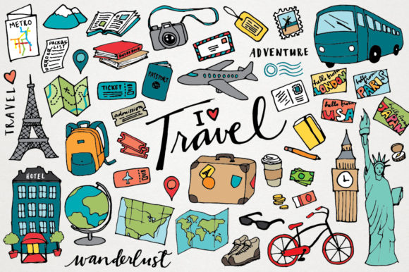 Download Travel Clipart Hand Drawn Illustrations - Hand drawn Collection