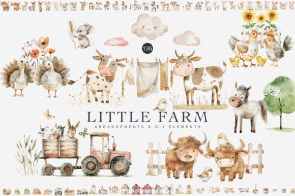 Download Huge Set Watercolor Farm Animal Clipart - Animal clipart Collection