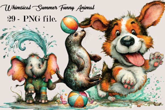 Download Whimsical Summer Funny Animal Clipart Bu - Animal clipart Collection