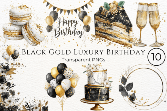 Download Black Gold Luxury Birthday Clipart - Premium Resources