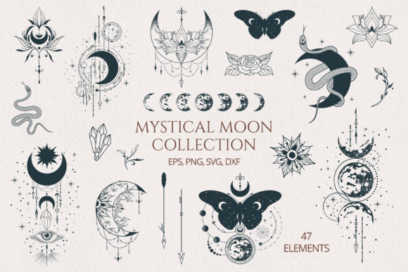 Download Hand Drawn Mystical Moon Collection - Hand drawn Collection