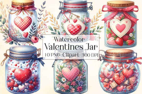 Download Watercolor Valentines Jar Clipart - Valentines Collection