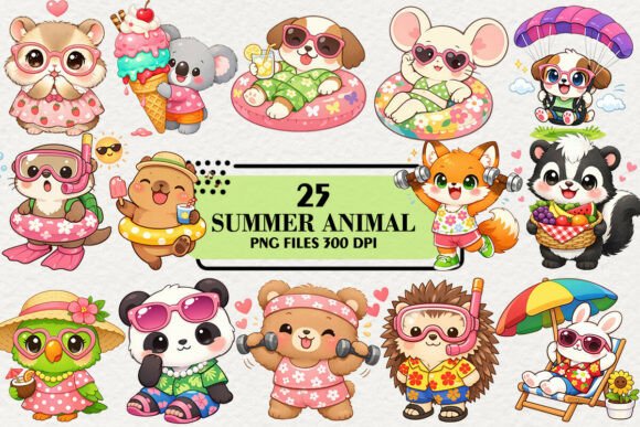 Download Kawaii &amp; Funny Summer Animal Clipart - Animal clipart Collection